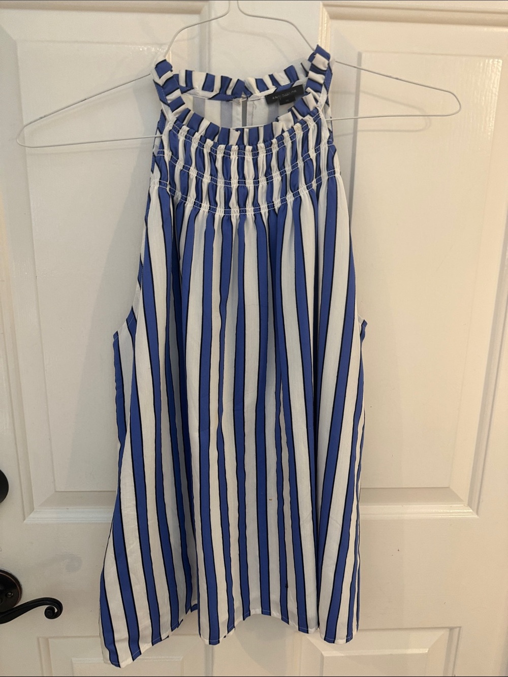 Ann Taylor Blue and White Striped Halter Top